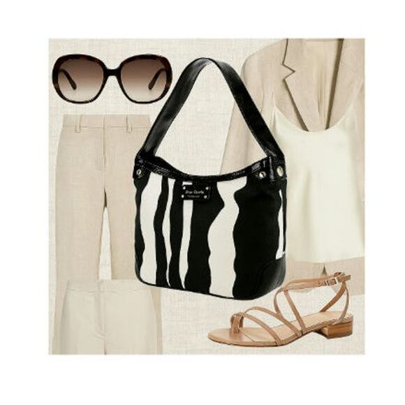 KATE SPADE Zebra Hobo Bag | Iconic | Y2K Canvas & Patent Leather | Green Lining - Picture 3 of 16